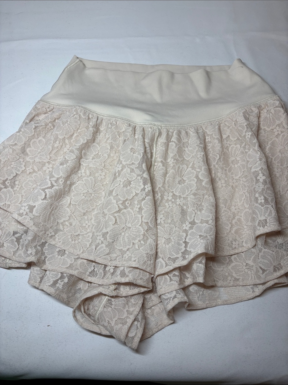 Offline by Aerie Cream Nylon Elastane Lace Lined Short Size S|P